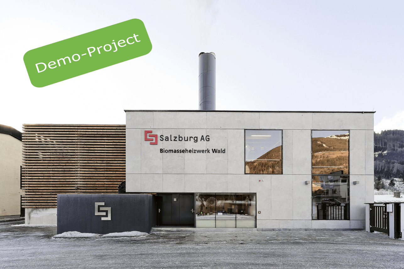 Biomass heating plant "Wald" with indication "Demo-Project"