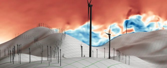 Schematic representation of hills with wind turbines