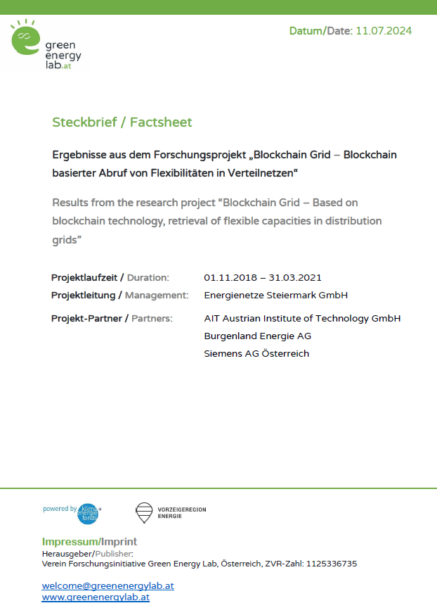 Blockchain Grid Ergebnis-Factsheet